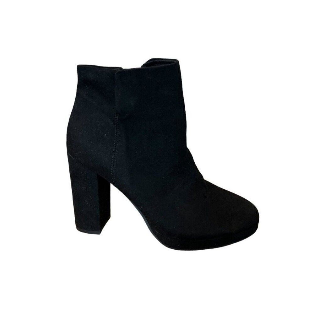 Women’s Size 9.5 M Black Faux Suede High Heel Booties LC Lauren Conrad Boots - Picture 2 of 11